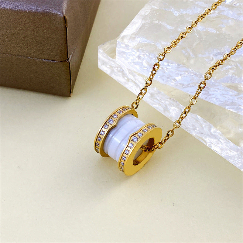 Women's & Men's Ceramic High Version Spring Full Diamond Small Waist Necklaces