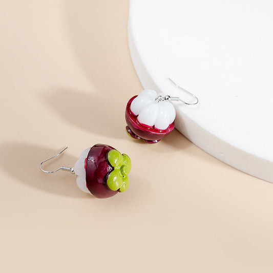 Mori Style Fruit Cartoon Mangosteen Banana Earrings