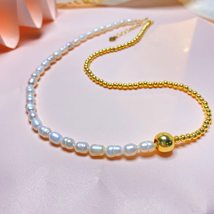 Natural Bead Pearl Stitching Light Luxury Minority Design Necklaces