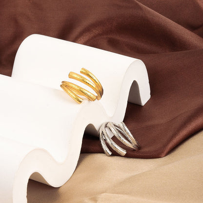 Women's Minimalist Irregular Lines Knuckle Simple Opening Rings