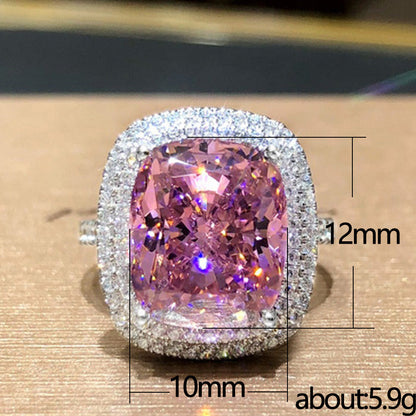 Shi Square Pink Diamond Elegant Simulation Rings