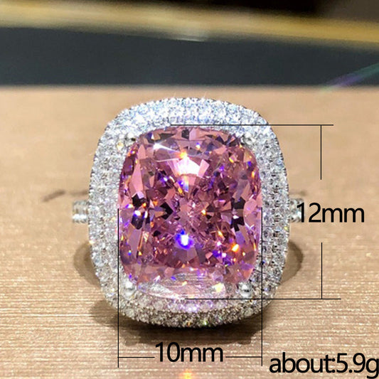 Shi Square Pink Diamond Elegant Simulation Rings