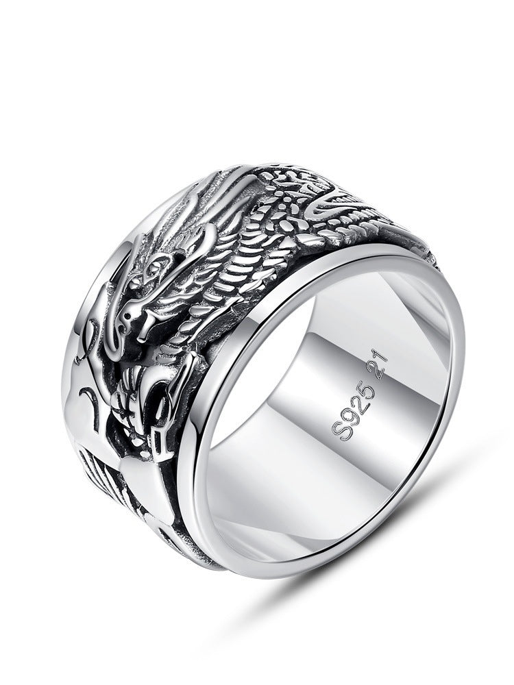 Men's Rotating Retro Personality Wide Face Domineering Rings