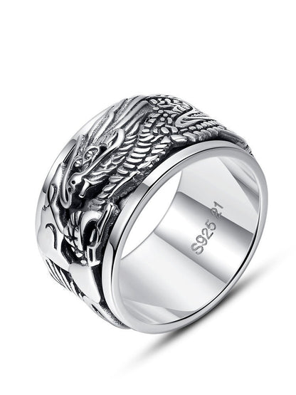 Men's Rotating Retro Personality Wide Face Domineering Rings