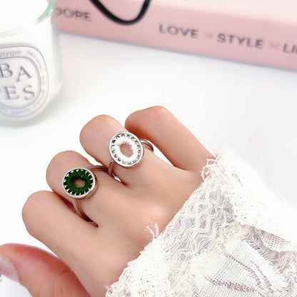 Female Retro Fashion Elegance Gemstone Open Index Finger Tide Rings