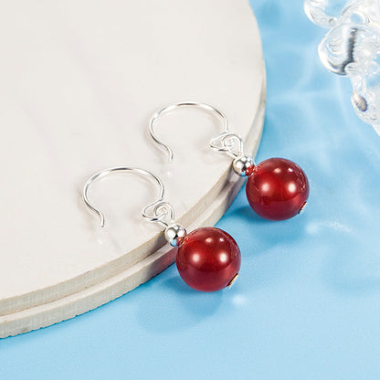 Hook Vintage Red Bean Niche Design Earrings