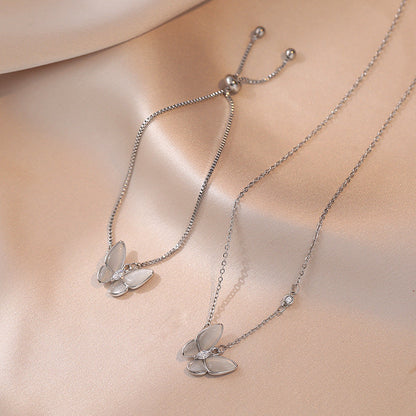 Women's Shell Butterfly Gold-plated Micro Inlaid Zircon Necklaces