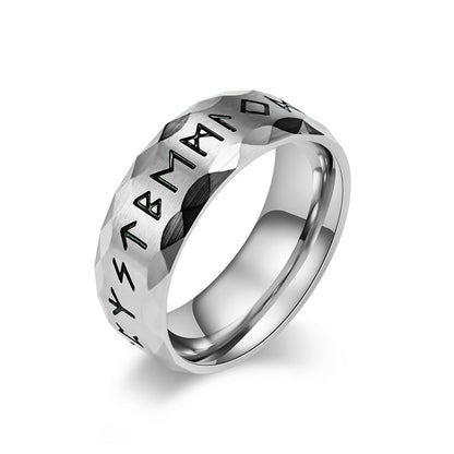 Men's Nordic Viking Text Titanium Steel Ancient Sier Rings
