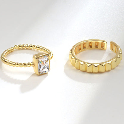 Style Square Zircon Set Female Fashion And Personality Gear Rings