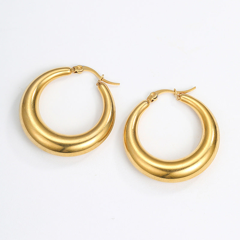 Steel Creative Geometric Letters Shaped Gold Earrings