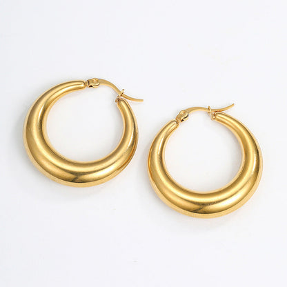 Steel Creative Geometric Letters Shaped Gold Earrings