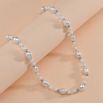Imitation Pearl Simple Elegant Transparent Crystal Necklaces
