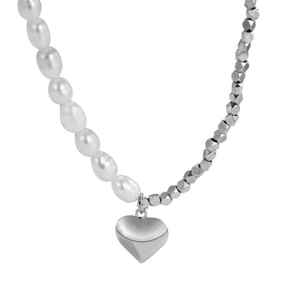 Women's Sier Freshwater Pearl Small Pieces Of Love Light Luxury Necklaces