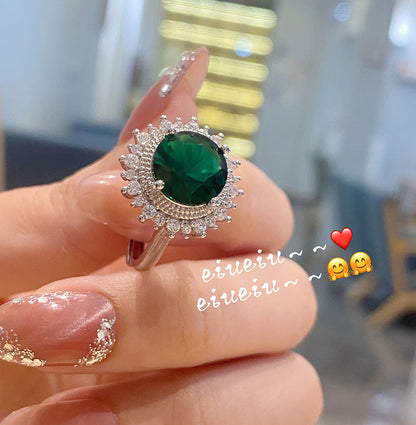 Women's Luxury Style Shiny Diamond High Sense Design Flower Rings