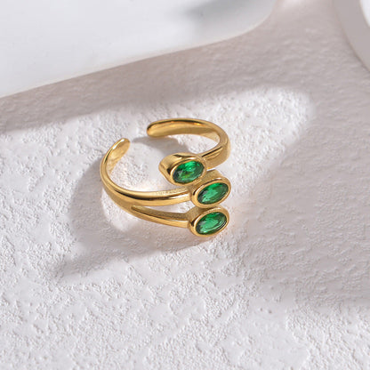 Gold-plated Leaf-shaped Titanium Personality Creative Opening Rings