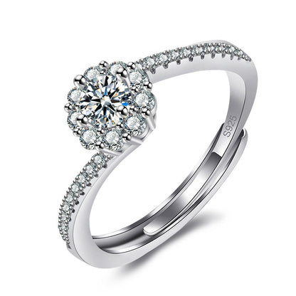 White Gold Plated Diamond Female Proposal Rings