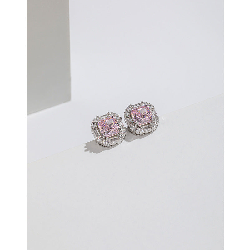 Women's Carbon Diamond Square For Niche Temperament Ice Earrings