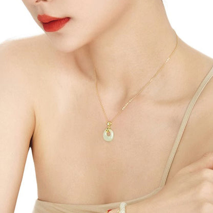 Women's Style Lucky Peace Buckle Jade Pendant Fashion Necklaces