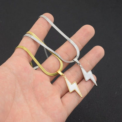 White Shell Lightning Pendant Snake Bones Necklaces