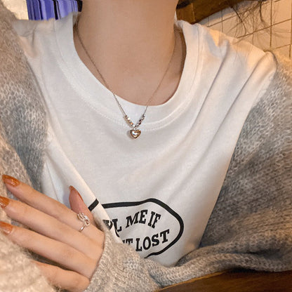 Women's Sier Heart Clavicle Chain Niche Sweet Necklaces