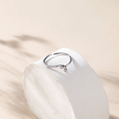 Round Beads Knotted Niche Style Open Rings