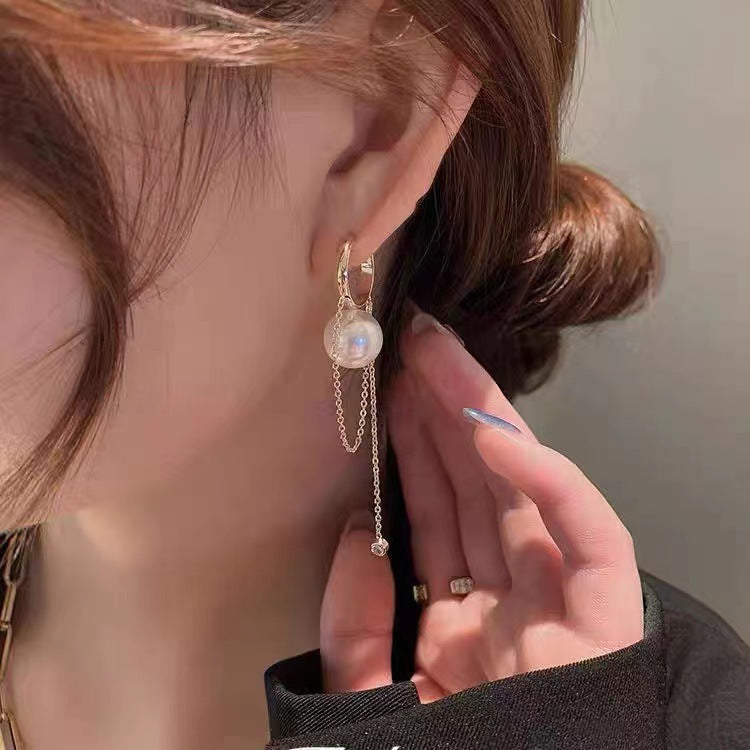 Women's Minority Pearl Chain Pendant Light Luxury Earrings