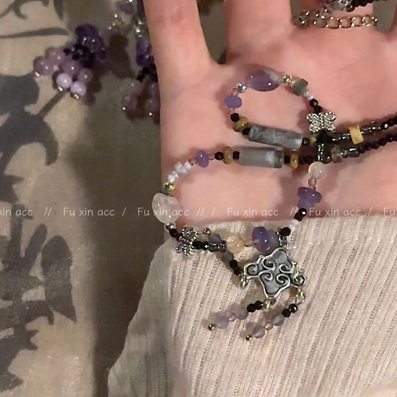 Style Traditional Light Luxury Retro Minority Purple Totem Tassel Necklaces