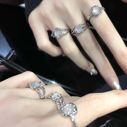 Opal Design Cold Style Irregular French Rings