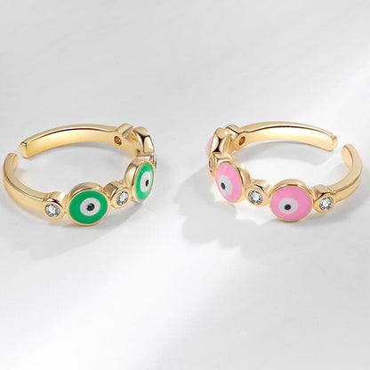 Niche Design Zircon Ornament Dripping Oil Rings