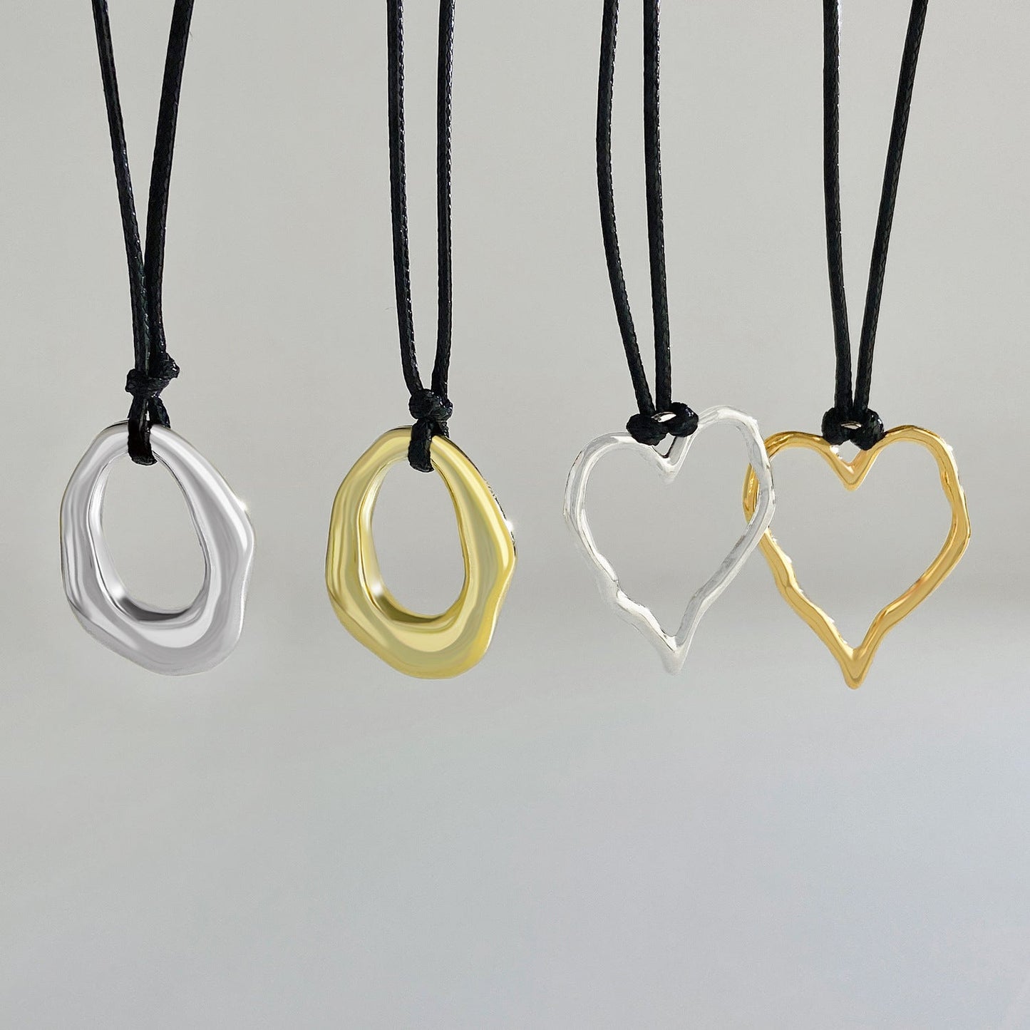 Women's Heart-shaped Hollow Pendant For Simple Geometric Ellipse Necklaces
