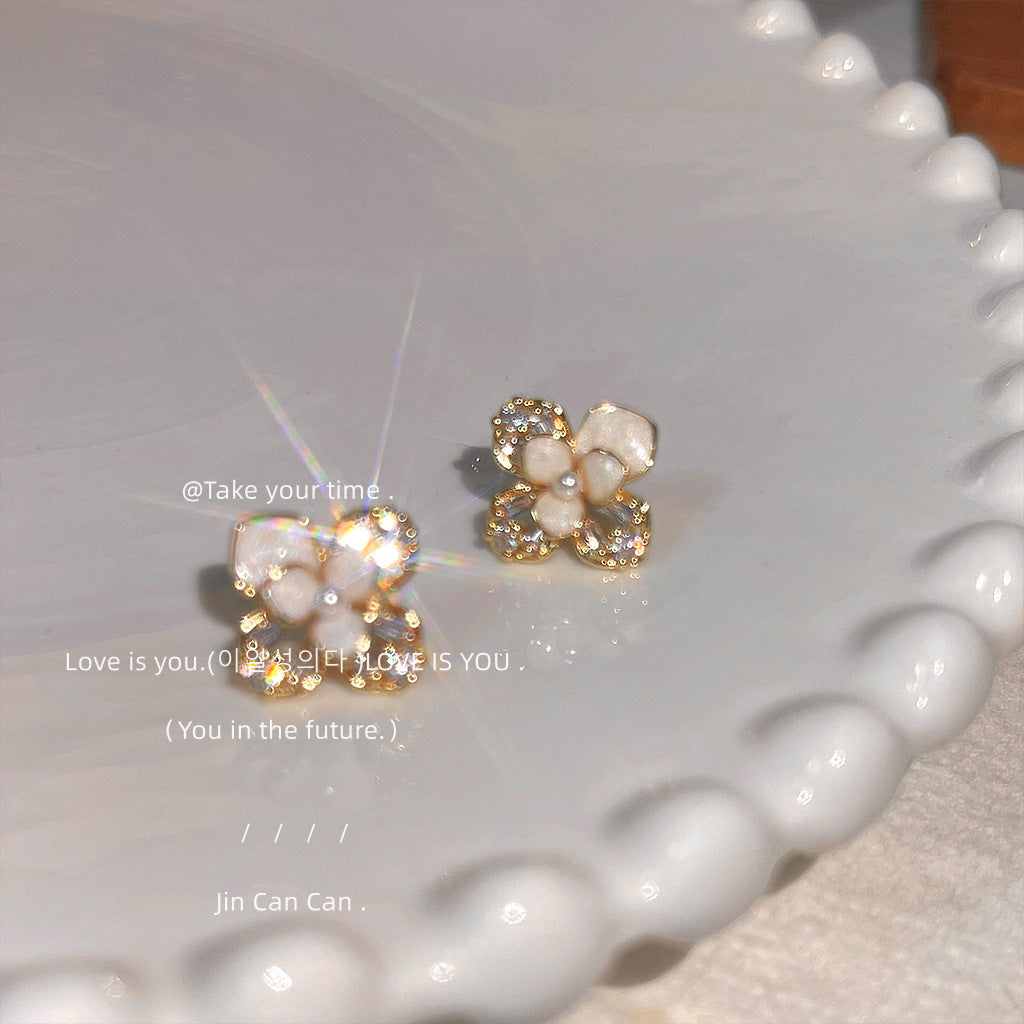 Micro Inlaid Zircon Sier Needle Plated Earrings