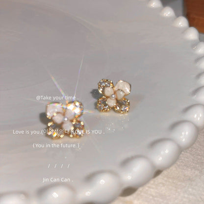 Micro Inlaid Zircon Sier Needle Plated Earrings