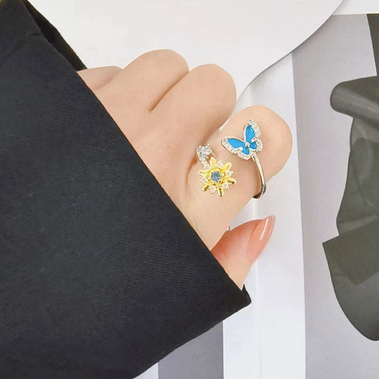 Rotating Butterfly Female Fashion Personality Design Rings