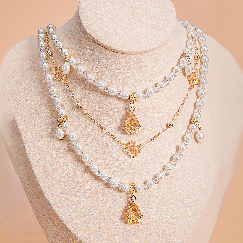 Ancient Style Of Precious Stones Layered Necklaces