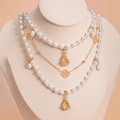 Ancient Style Of Precious Stones Layered Necklaces