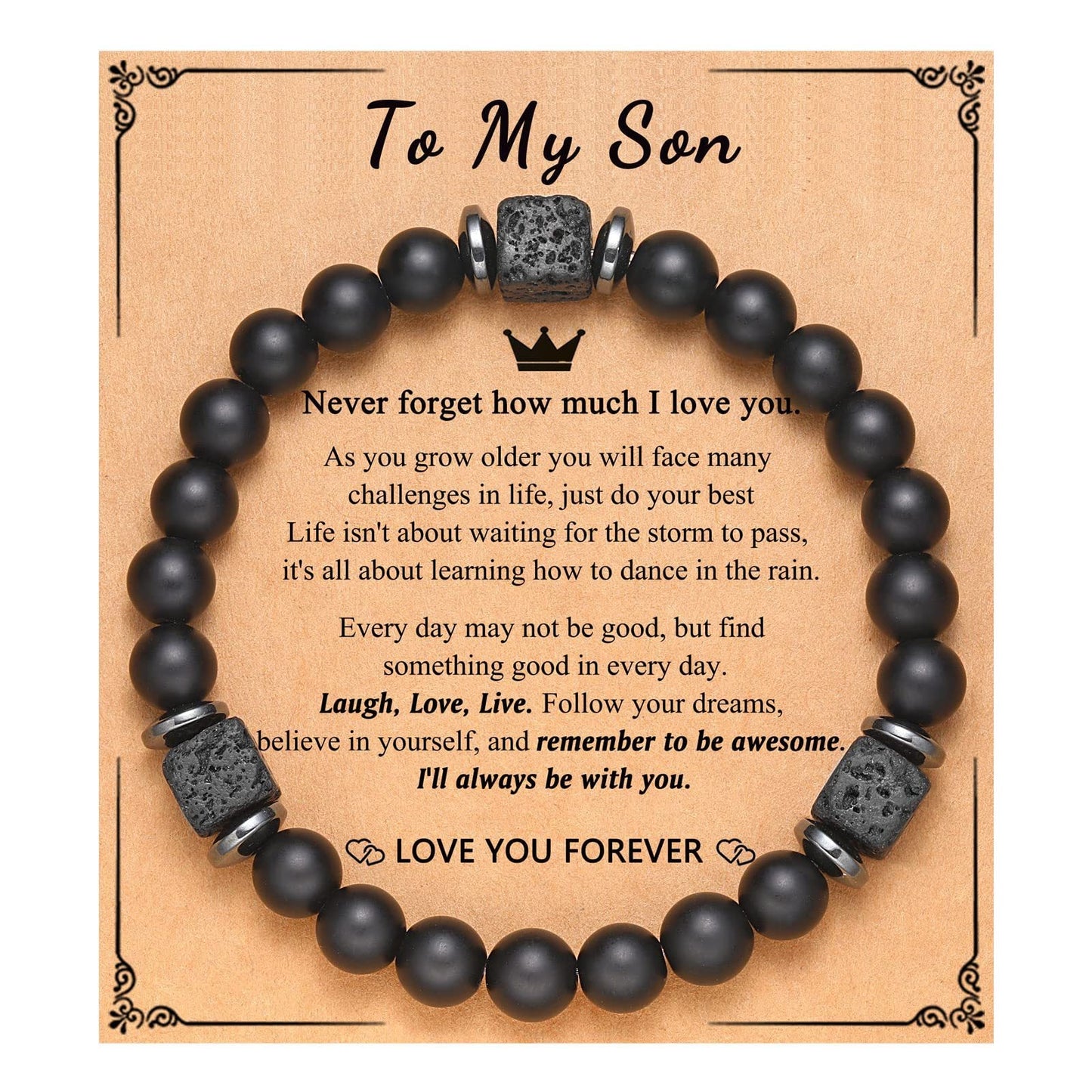 Frosted Square Volcanic Stone Father's Day Bracelets