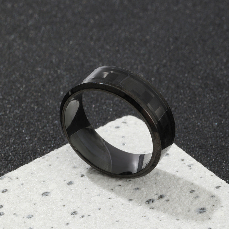 Men's Stainless Steel Ornament Simple Carbon Fiber Multicolor Rings