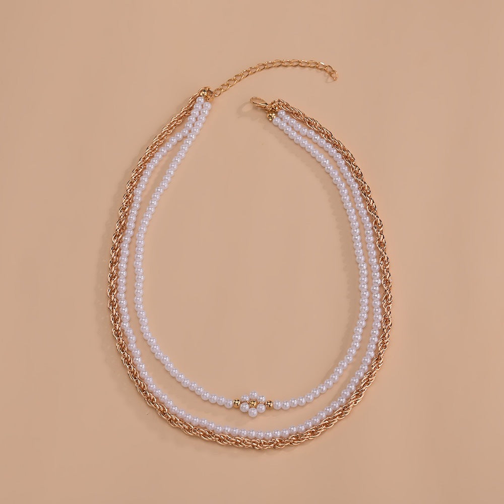 Women's Ornament Personality Pearl Flower Chain Elegant Necklaces