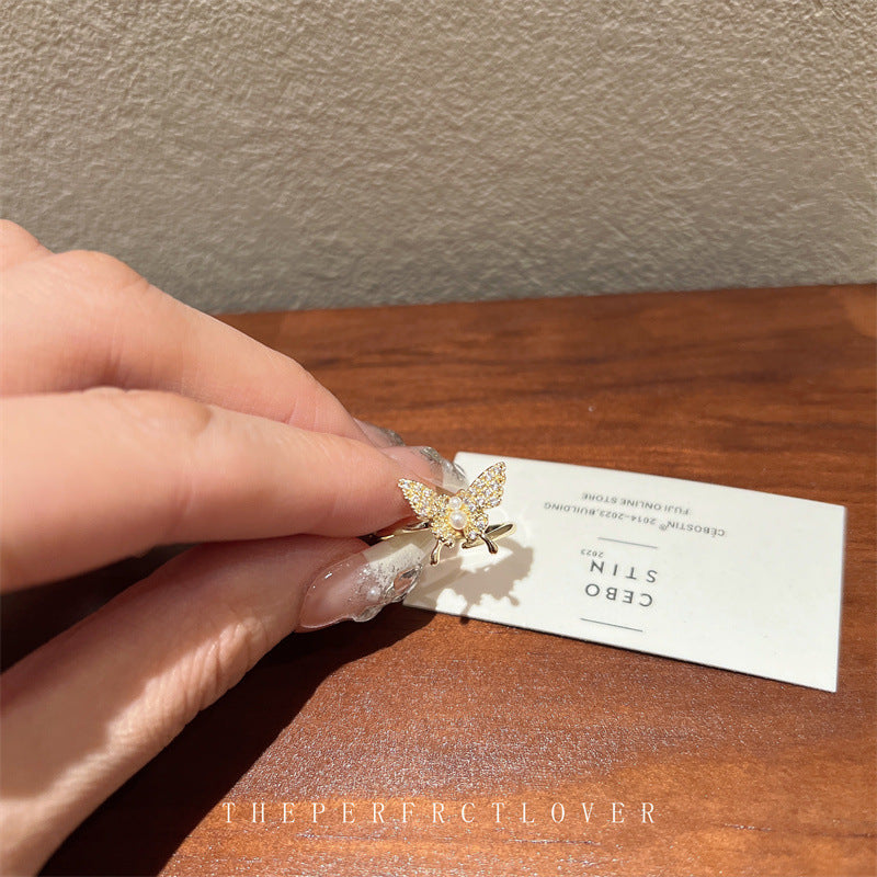 Zircon Pearl Butterfly Tide Niche Design Rings