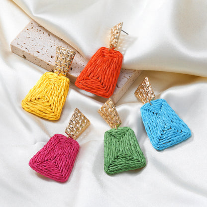Women's Raffia Fashionable Trapezoidal Alloy Party Earrings