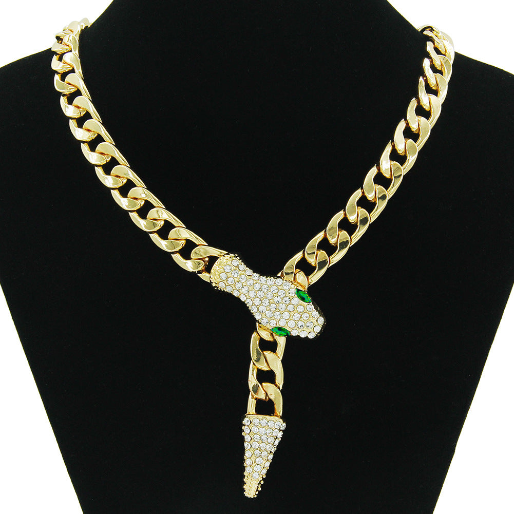 Short Full Diamond Snake Head Magnetic Necklaces