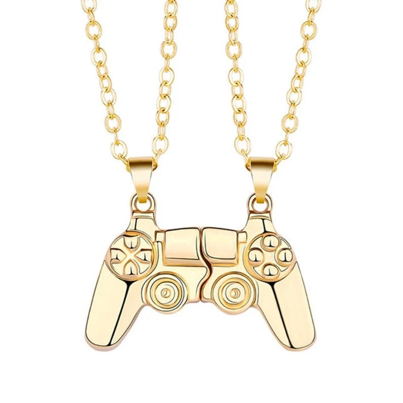 Women's & Men's & Game Console Handle And Magnetite Suction Pair Necklaces