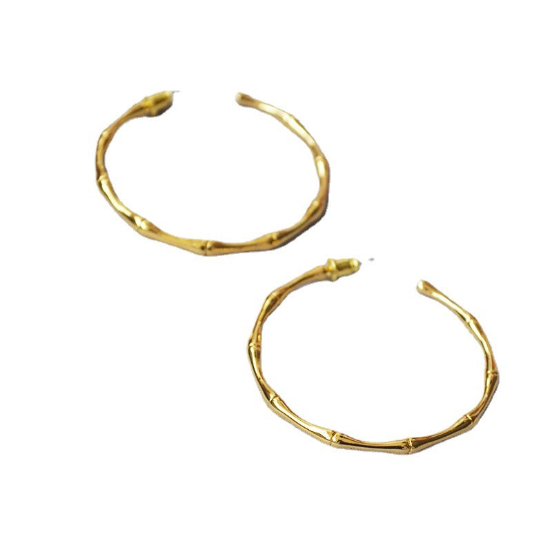 Exquisite Polished Gold-plated Bamboo Joint Simple And Exaggerated Earrings