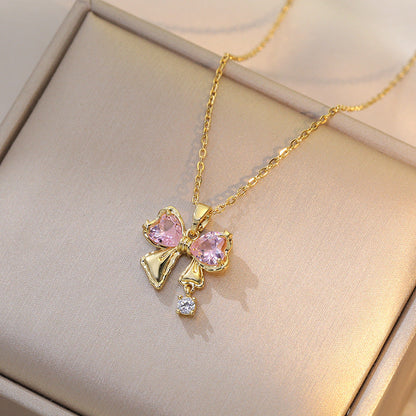 Fan Korean Style Butterfly Full Diamond Necklaces