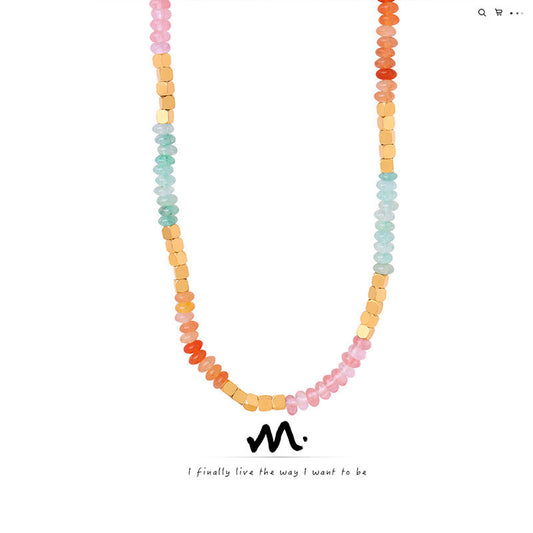 Design Color Ite Crystal Stone Abacus Necklaces