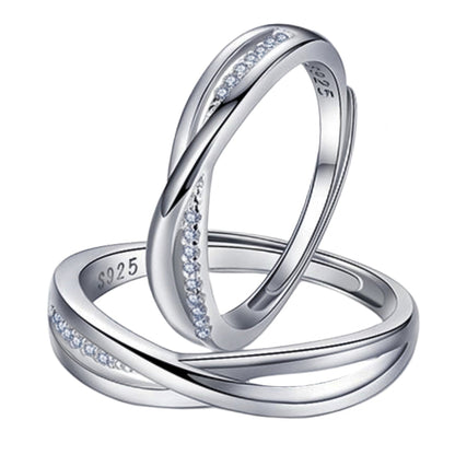 Women's & Men's & Interwoven Micro Inlaid Zircon Couple Rings