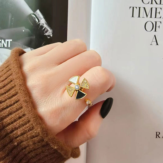 Women's Zircon Rotatable Rotating Open Adjustable Design Rings