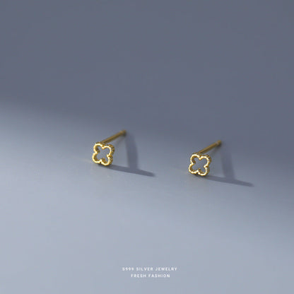 Women's Hollow Geometry Small Ear Simple Niche Design Light Rings