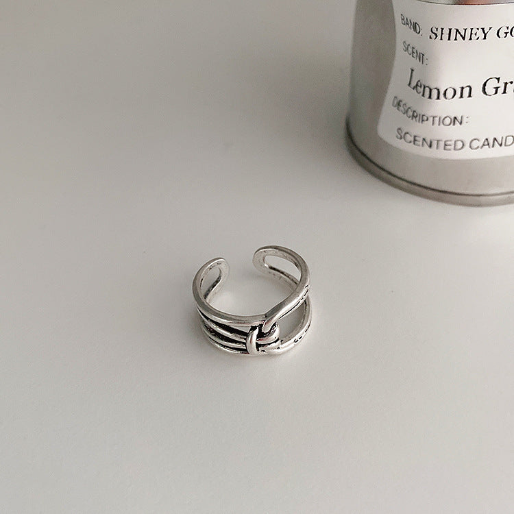 Women's Retro Distressed Geometric Open Trendy Niche Rings