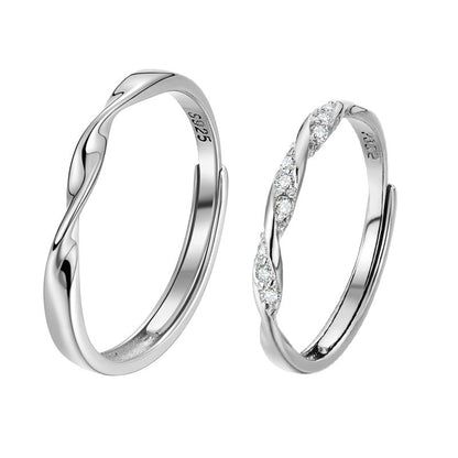 Women's & Men's Mobius Strip Couple Pair Sterling Sier Rings